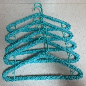 Clothes Hangers Aqua Five New Handmade Crochet
